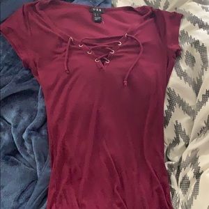 Ribbed tie-up slimming top